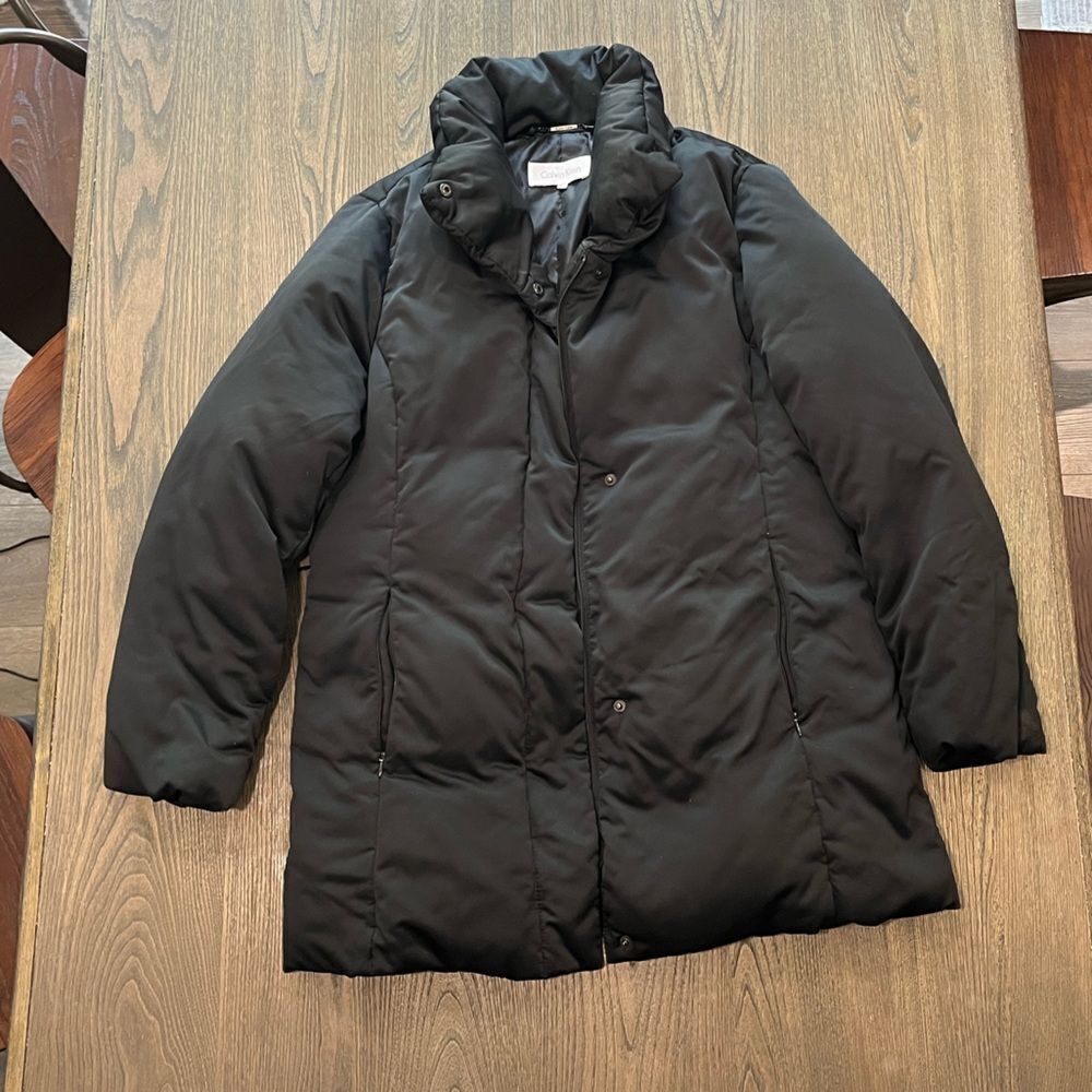 Calvin Klein Duck Down Filled Puffer Winter Coat Black Size L